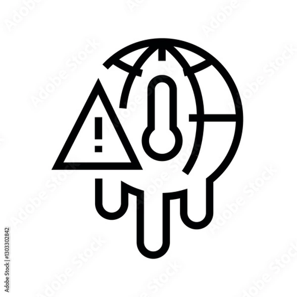 Fototapeta global warming black line icon for digital and print projects.  Minimal clean icons for apps and websites.