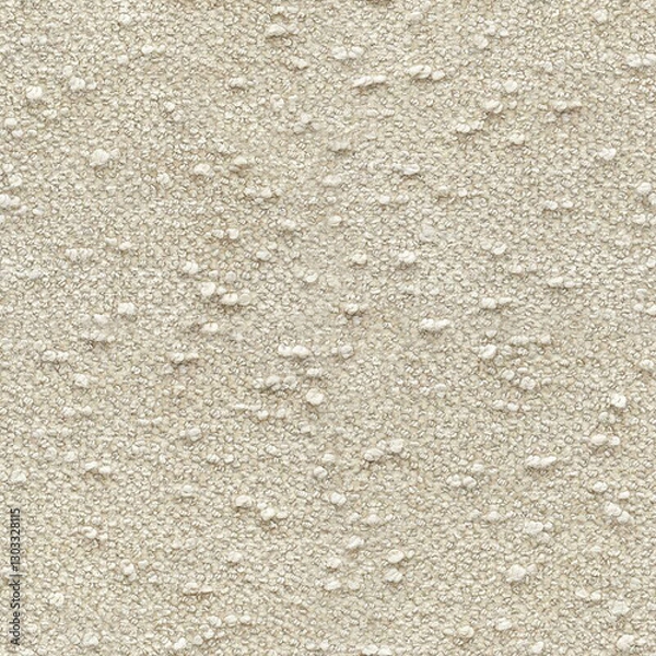 Fototapeta Retro boucle fabric texture cream seamless pattern, mid-century style realistic upholstery canvas background.