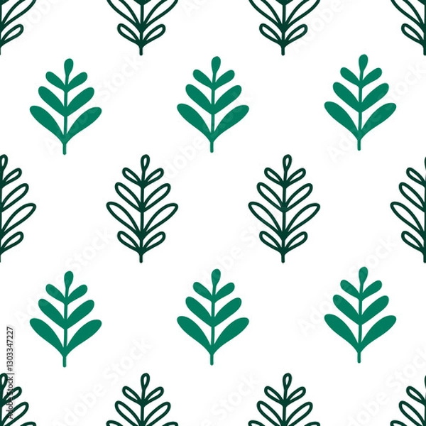 Fototapeta A seamless pattern with boho spring leaves