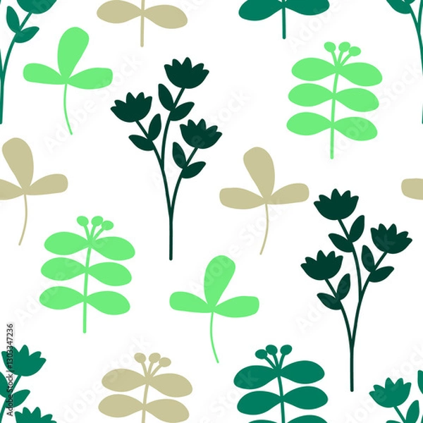 Fototapeta A seamless pattern with boho spring leaves