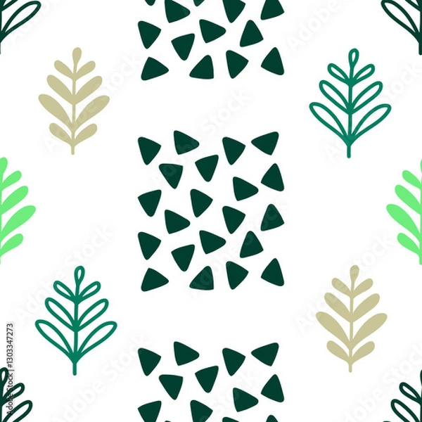 Fototapeta A seamless pattern with boho spring leaves