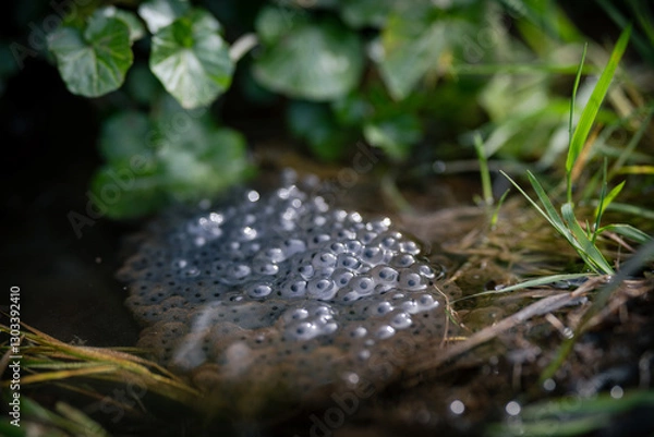 Obraz Frog eggs on water surface of pond