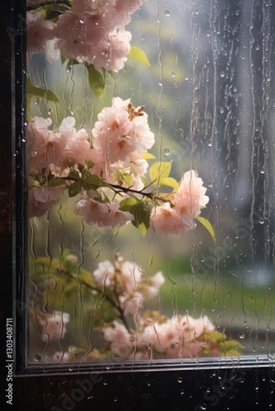 Fototapeta Raindrops on window pane