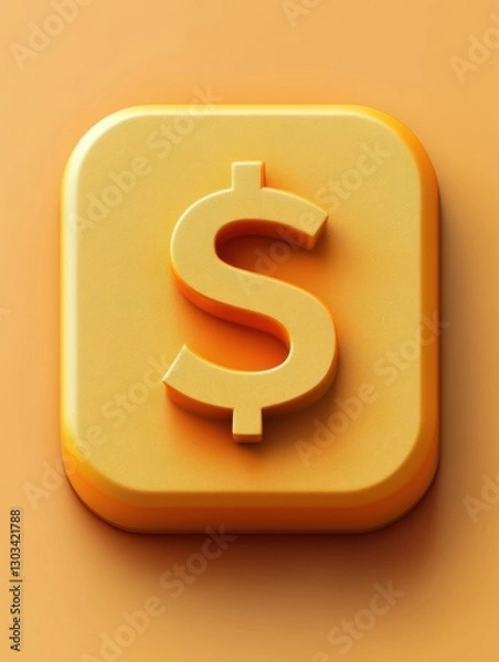 Fototapeta A sleek, modern green app icon with a 3D dollar sign. The glossy, rounded square design symbolizes finance, budgeting, and savings, ideal for financial applications.