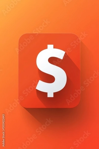 Fototapeta A sleek, modern green app icon with a 3D dollar sign. The glossy, rounded square design symbolizes finance, budgeting, and savings, ideal for financial applications.