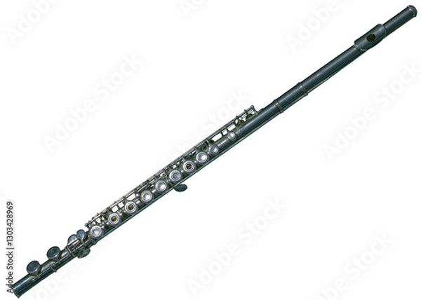 Fototapeta Transverse flute or side-blown without background	