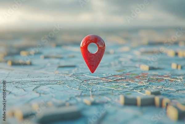 Fototapeta Red location pin icon on a map