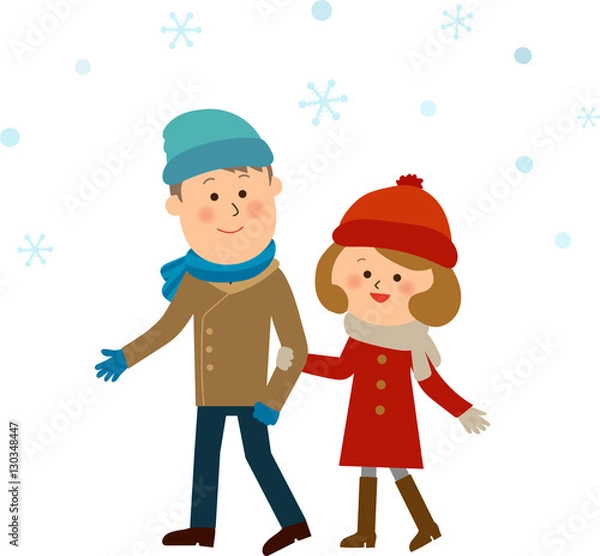 Obraz 雪　降雪　カップル　お出かけ