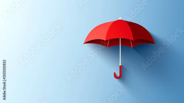 Obraz simple red umbrella icon with flat design against light blue background, creating minimalistic and modern look
