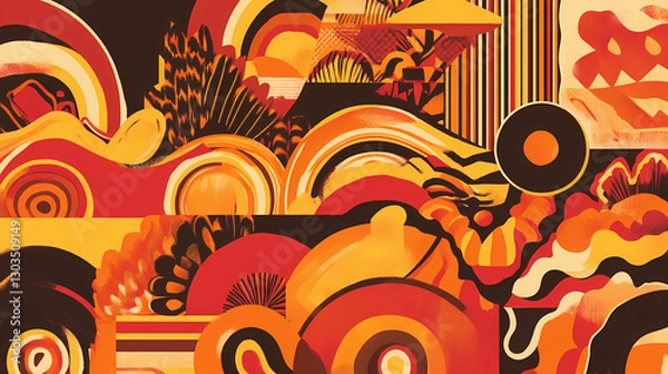 Obraz A pattern design with a dominant red and orange color scheme that fills the entire frame