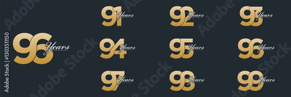 Fototapeta collection numbers  Anniversary logo set icon vector design, gold color 