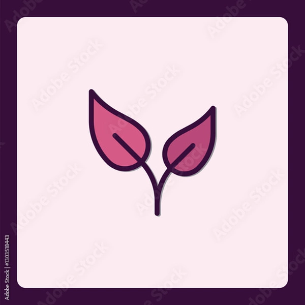 Fototapeta Elegant minimalist icon featuring two stylized leaves in a soft color palette