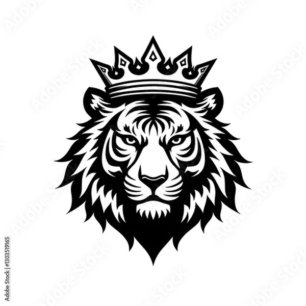 Obraz design tiger head with king crown
