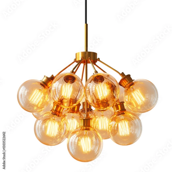 Obraz Elegant Gold Globe Light Fixture Cluster Warm Lighting Home Decor