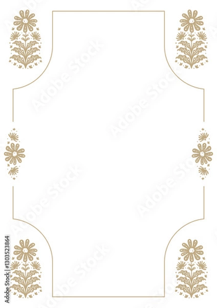 Fototapeta Beautiful floral flower border frame background in vintage victorian art nouveau illustration style for invitation poster printable card fairy tale book page journal memo notes digital scrapbook paper