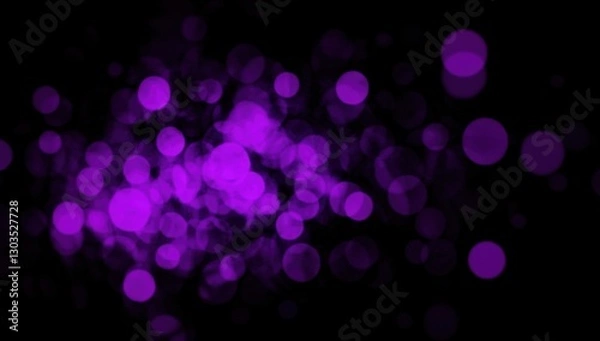 Fototapeta A vibrant abstract background featuring purple bokeh circles against a black backdrop, creating a dreamy and whimsical atmosphere.