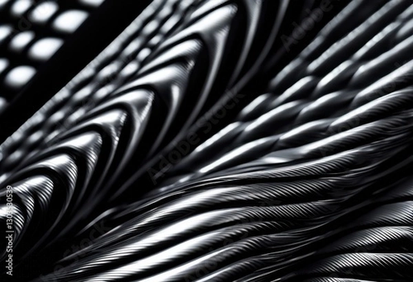 Fototapeta intricate close carbon fiber surface featuring unique patterns glossy reflections high detail, black, texture, shiny, weave, lightweight, design, strength
