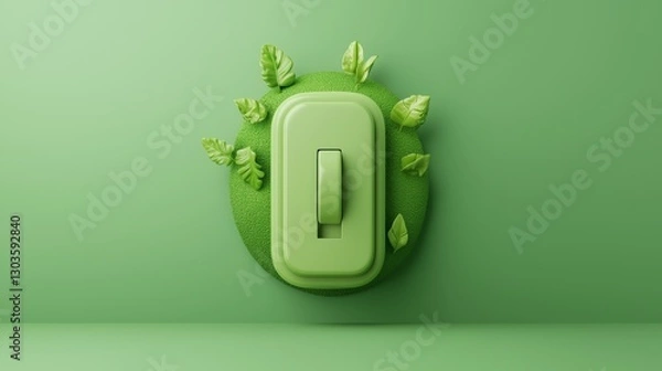 Fototapeta Puzzle with missing piece illuminating a fresh, green light switch in a modern, eco-friendly environment