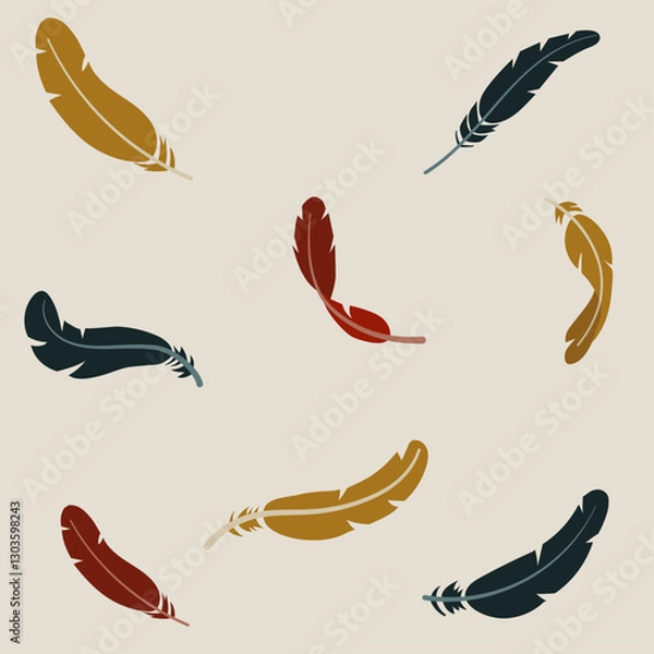 Obraz 落ち着いた色合いの鳥の羽のパターン