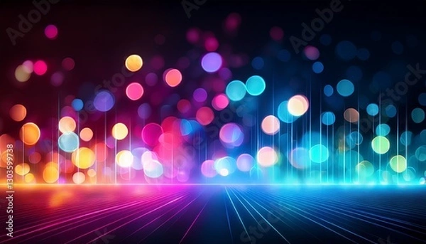 Fototapeta neon bokeh background with neon colors on black