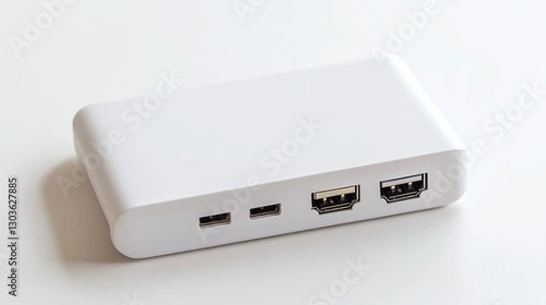 Fototapeta 220V USB Network Adapter Close-Up on White Background

