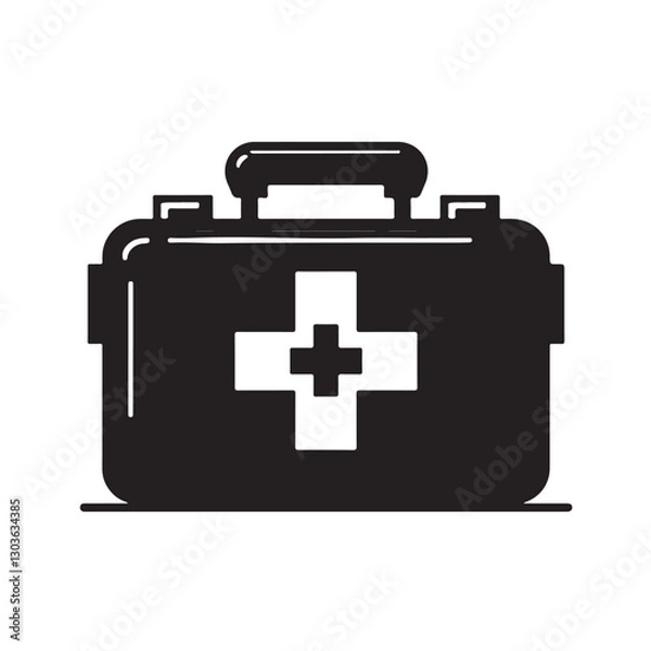 Fototapeta First aid kit vector icon with a medical cross on white background