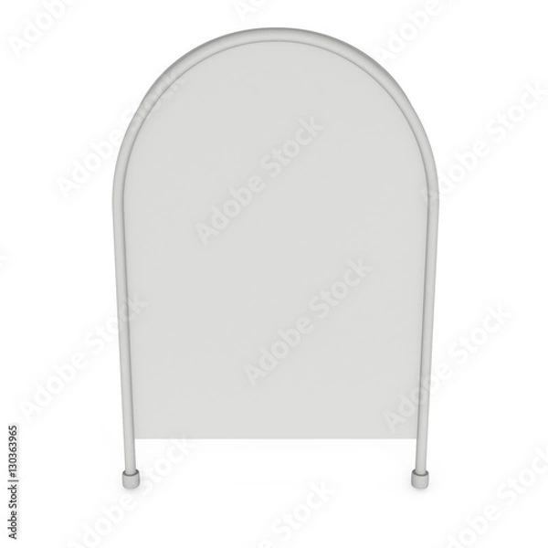 Fototapeta Sandwich board. Blank menu outdoor display with clipping path. Trade show booth white and blank. 3d render isolated on white background. High Resolution Template for your design.