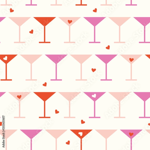 Obraz Vector repeat pattern design with colorful martini cocktail glasses. 