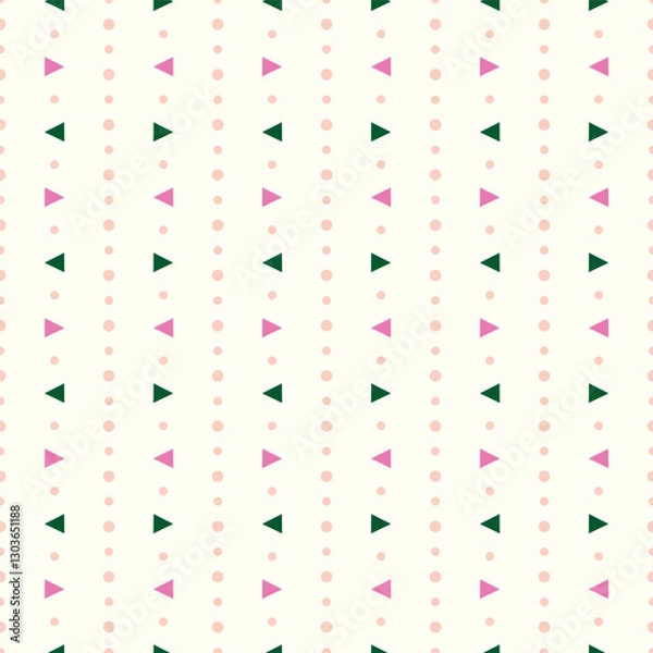 Obraz Vector repeat pattern design with small geometric triangles and polkadots. 