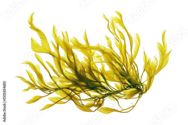 Obraz Lively strands of golden seaweed dance gracefully in the ocean currents at sunrise isolated on transparent background