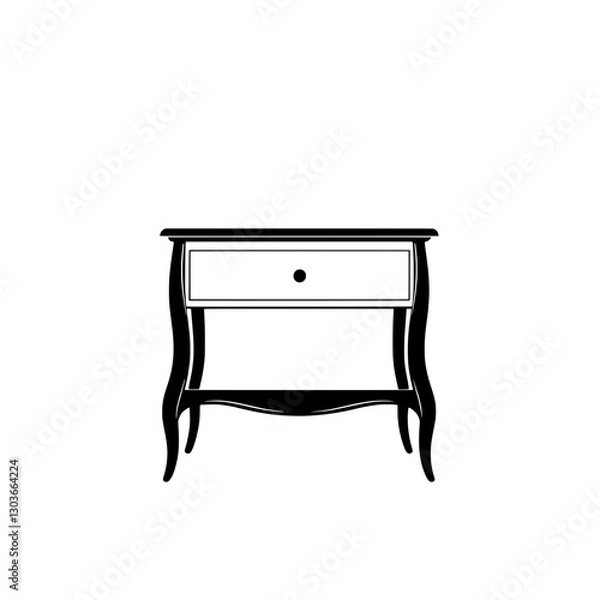 Obraz A minimalist vector illustration of a bedside table silhouette focusing on refined details