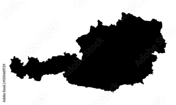 Obraz Vector map of Austria, Republic of, a country in Central Europe. Detailed black silhouette, isolated on white background.