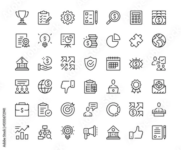 Fototapeta Startup icons. Outline symbols collection. Premium vector line icons set