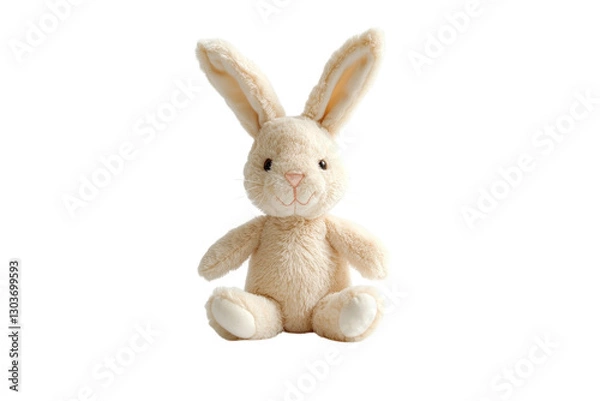 Obraz A charming, plush bunny toy sits upright, showcasing its floppy ears and gentle expression isolated on transparent background