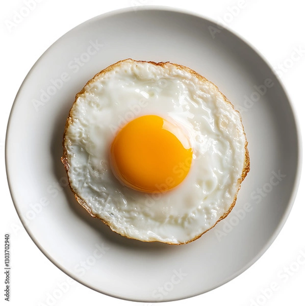 Fototapeta High-Resolution Top-Down View Photograph of a Sunnyside Up Egg on a Plate - PNG