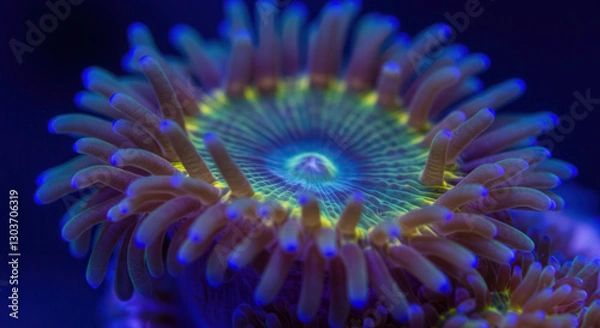 Fototapeta Macro Underwater Close-Up of Colorful Coral and Anemone Showcasing Marine Biodiversity on Tropical Reef