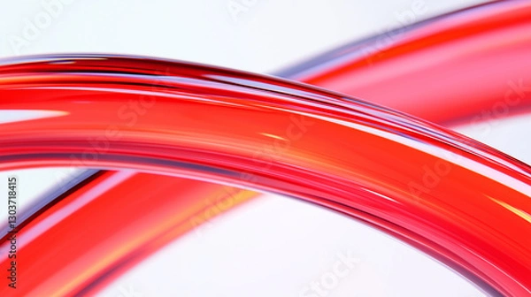 Obraz Abstract glossy red curved tubes