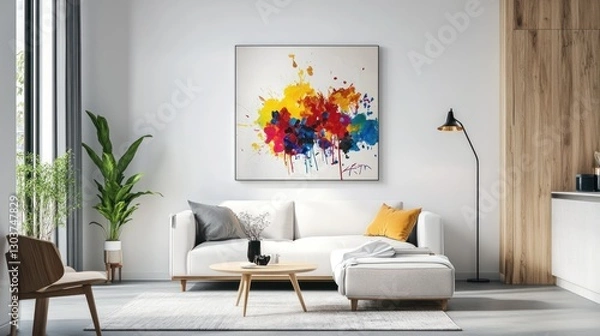 Fototapeta Colorful Abstract Art in Modern Living Room