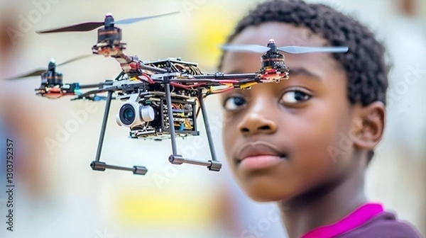 Obraz Boy holding drone, technology, outdoors