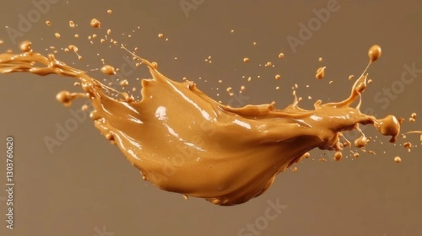 Fototapeta High-Speed Capture of Peanut Butter Dripping in Mid-Air, Showcasing Dynamic Motion and Fluid Textures with Stunning Clarity and Detail