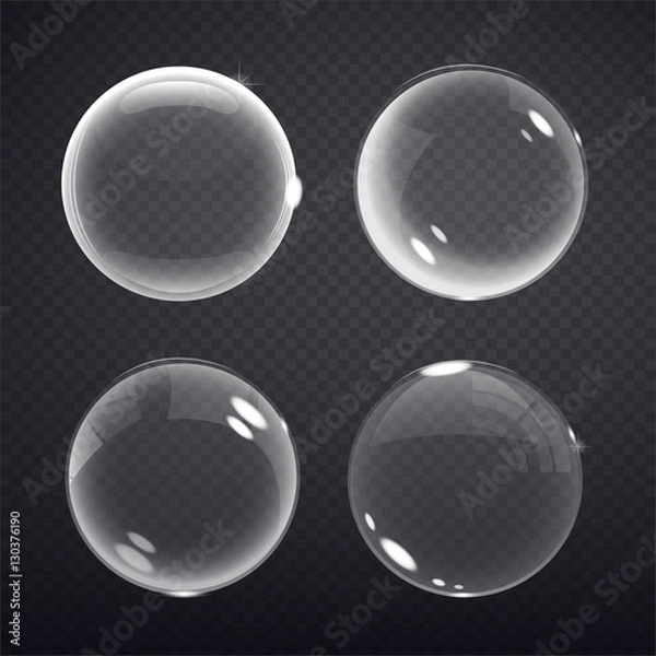 Fototapeta transparent balls. Buble on a transparent background. Vector illustration of soap bubbles on transparent background.