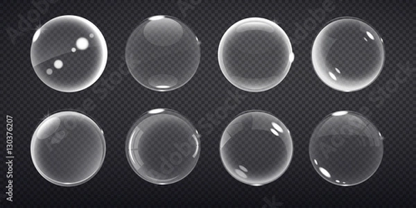 Fototapeta transparent balls. Buble on a transparent background. Vector illustration of soap bubbles on transparent background.