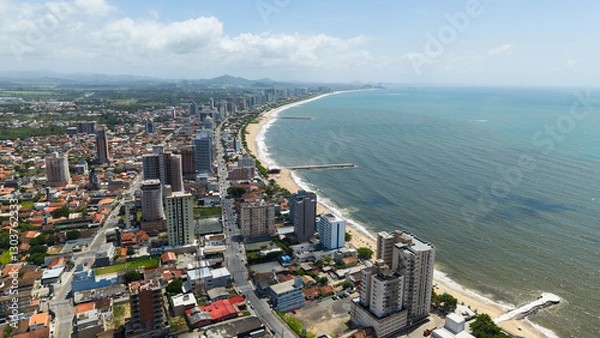 Obraz Aerial view of Balneário Piçarras, a rapidly growing coastal city in Santa Catarina, Brazil, highlighting its urban expansion and beachfront development.