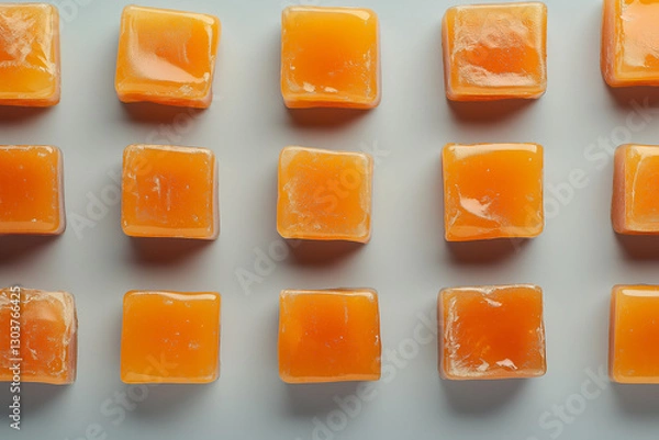 Fototapeta Bright square caramels arranged in a neat grid pattern background