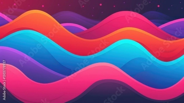 Fototapeta Immerse yourself in vibrant soft neon pastel waves with this captivating abstract illustration for your creative needs.