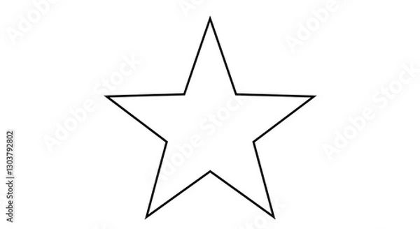 Obraz Five Point Star Outline on White Background - Simple and Clean Design