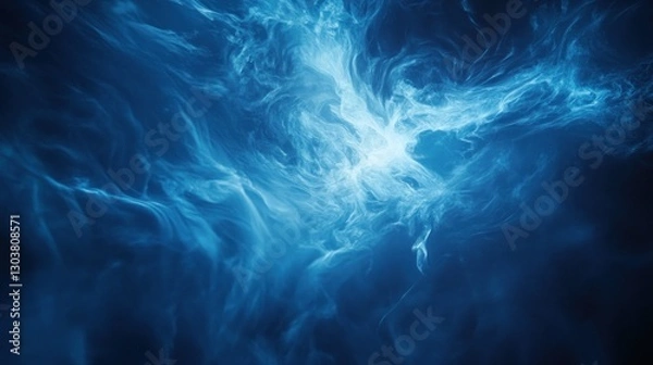 Fototapeta Blue energy swirls, cosmic nebula background, abstract art, website design
