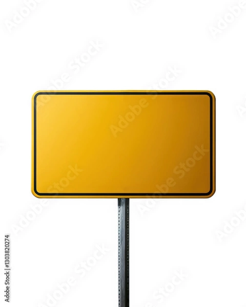 Fototapeta Yellow street sign isolated on a transparent background, ideal for road safety, navigation, or urban design projects. PNG format.