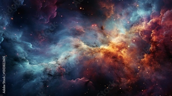 Fototapeta A sentient plasma cloud shifting colors in a galactic storm