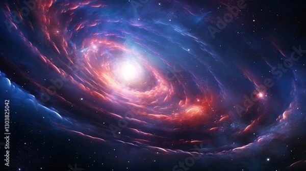 Obraz A glowing cosmic storm creating fractal shockwaves in deep space